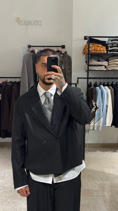 GIACCA GESSATA NERA CROP