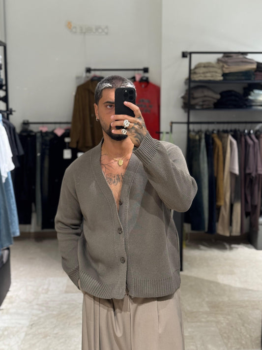 CARDIGAN VERDE OLIVA SCURO