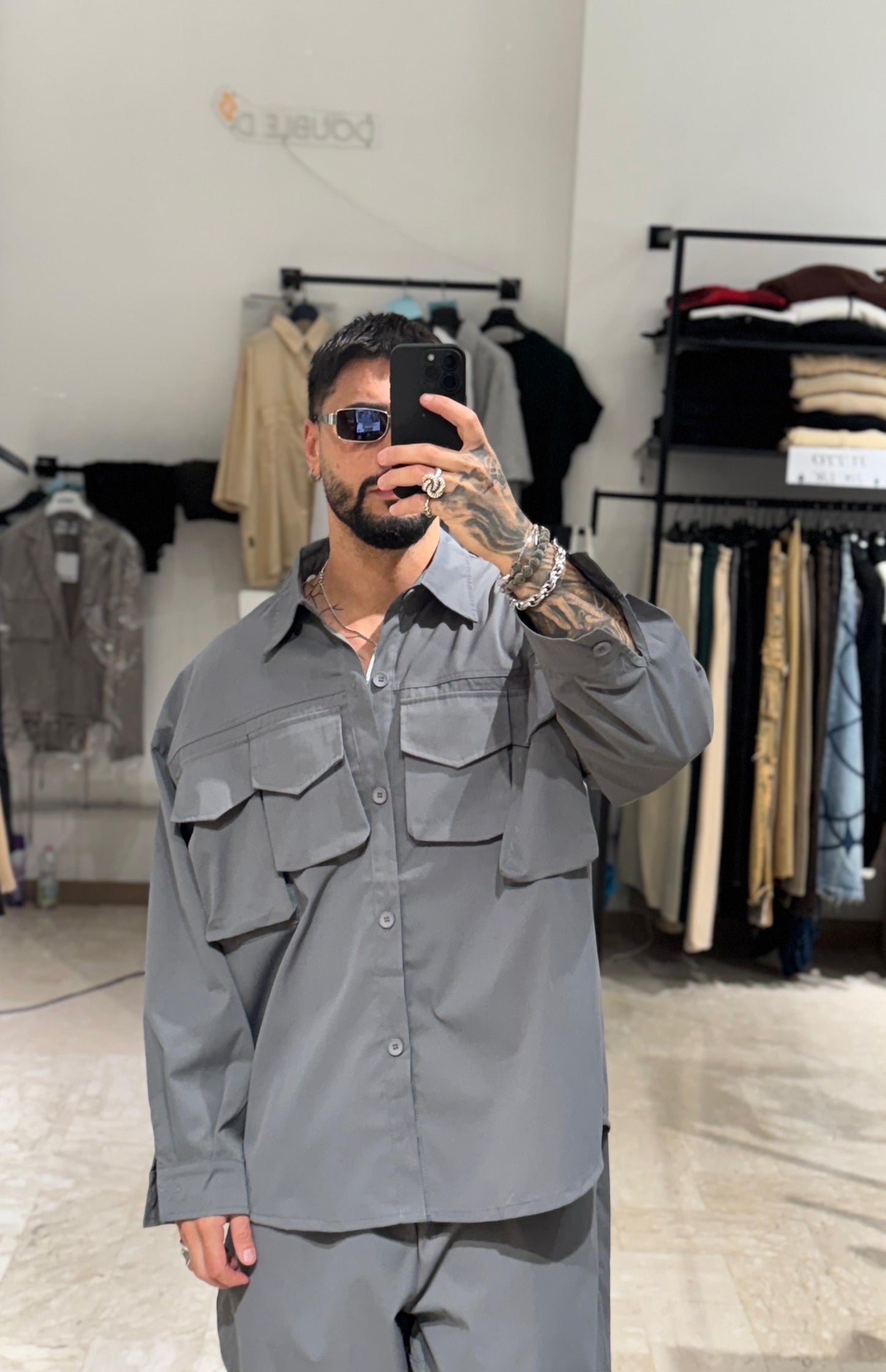 COMPLETO POCKET GRIGIO TOPO