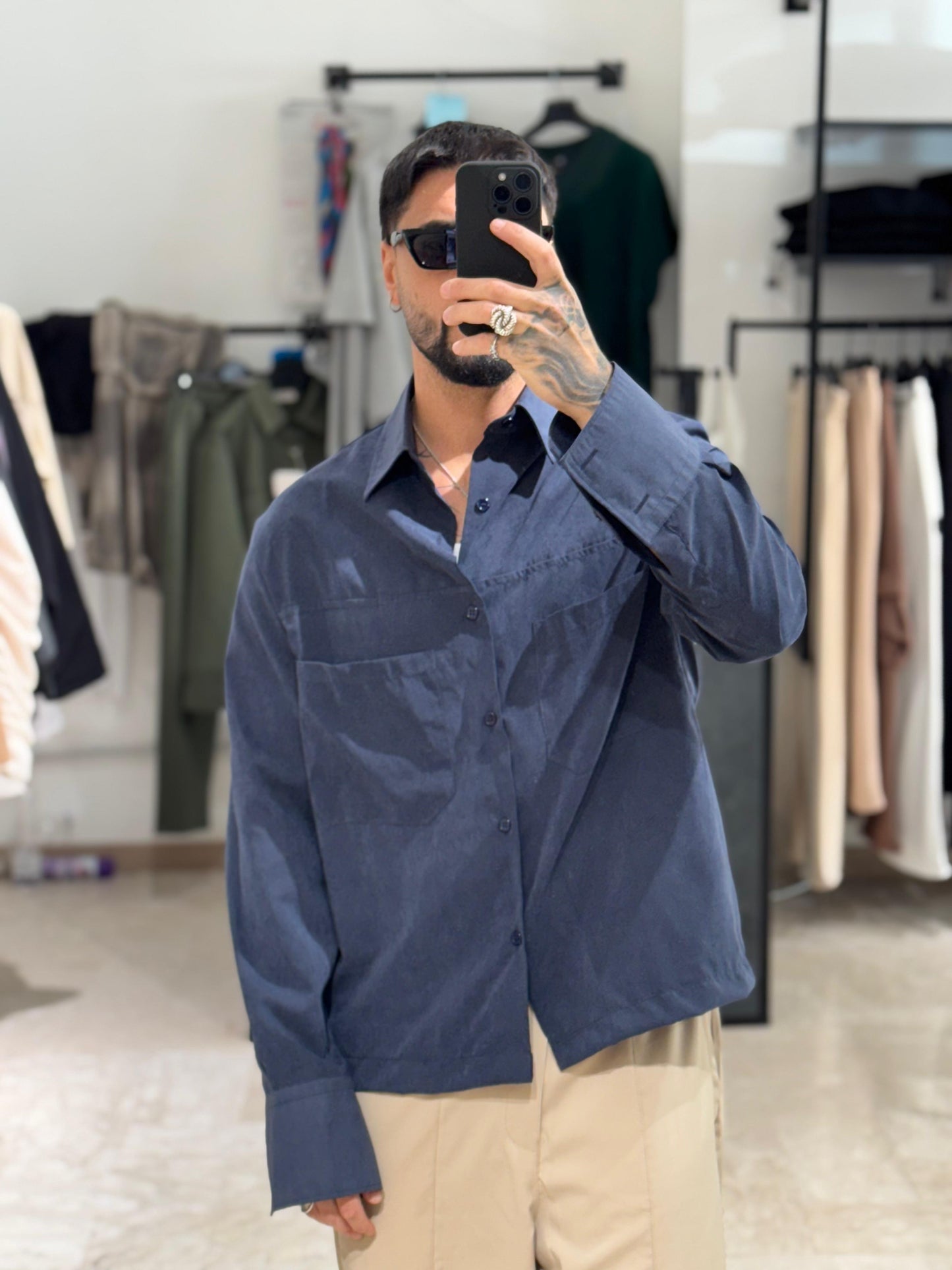 CAMICIA BLU IN CUPRA