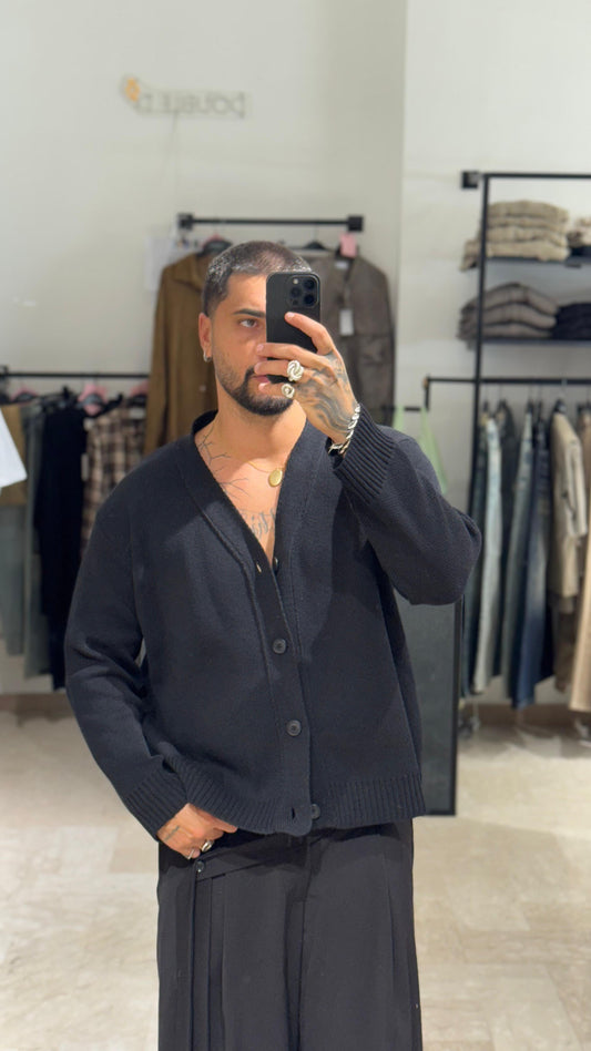 CARDIGAN NERO CROP/OVER