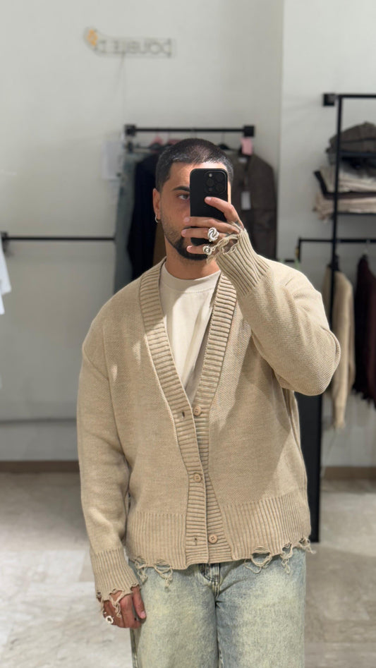 CARDIGAN BEIGE SFRANGIATO