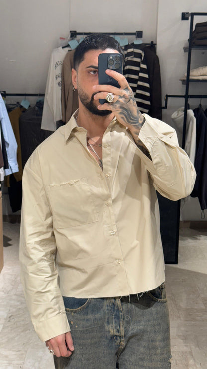 CAMICIA BEIGE CROP/OVER