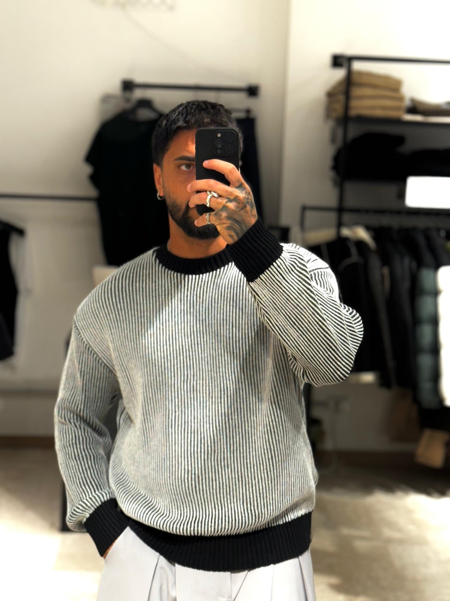 MAGLIONE A RIGHE CROP