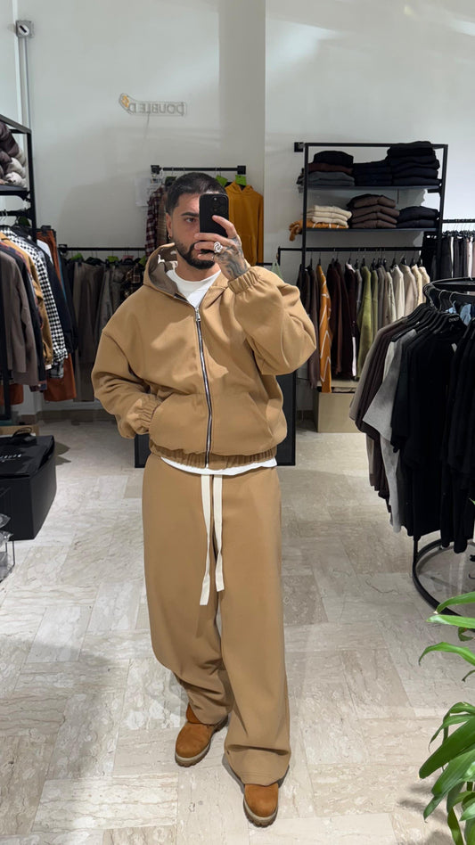 COMPLETO CAMEL IN LANA PETTINATA