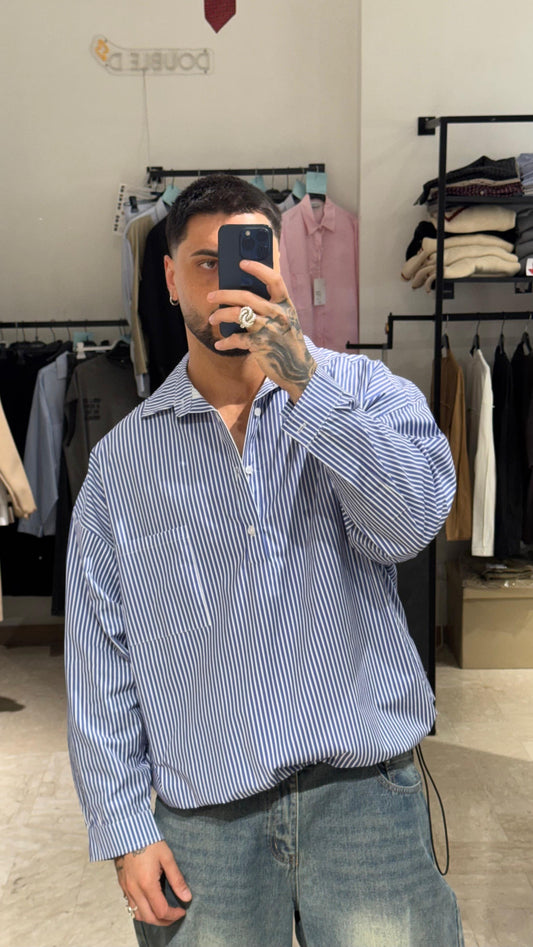 CAMICIA/CASACCA  A RIGHE BLU SCURO