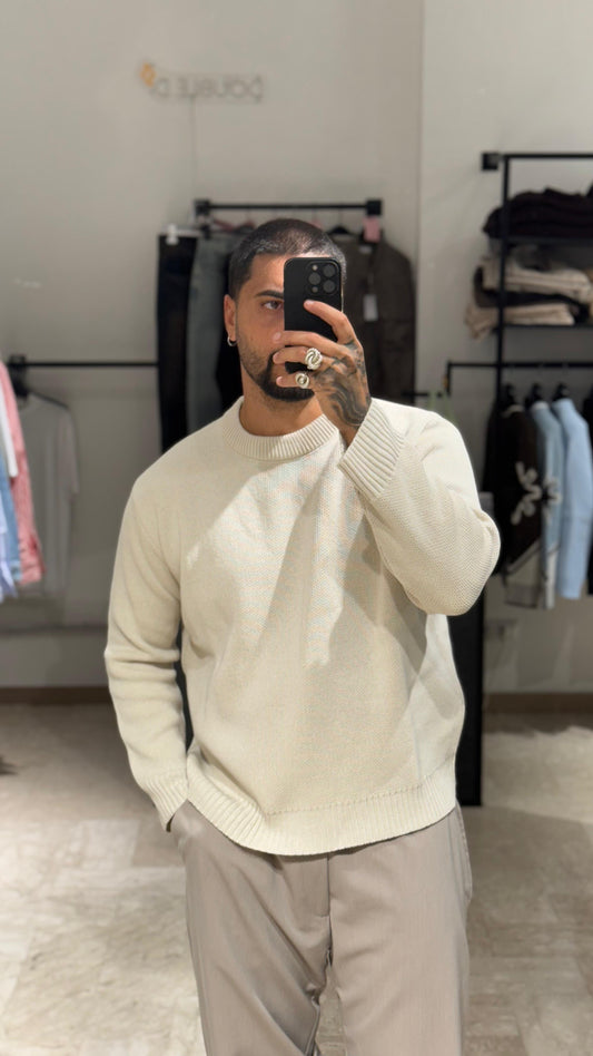 MAGLIONE BEIGE CROP/OVER