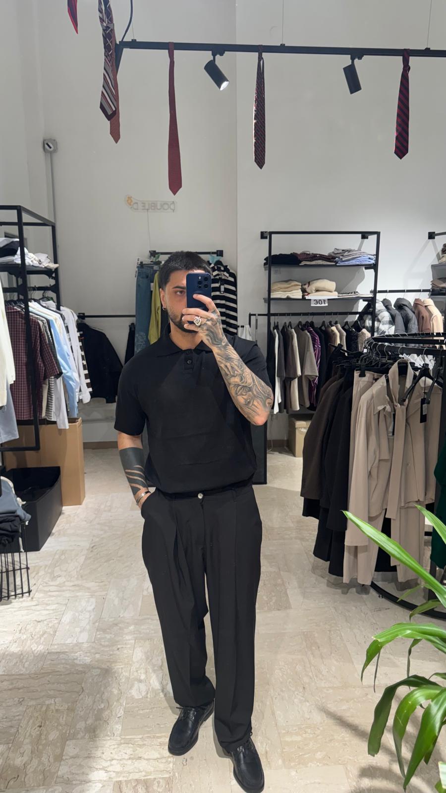 POLO NERA IN FILO