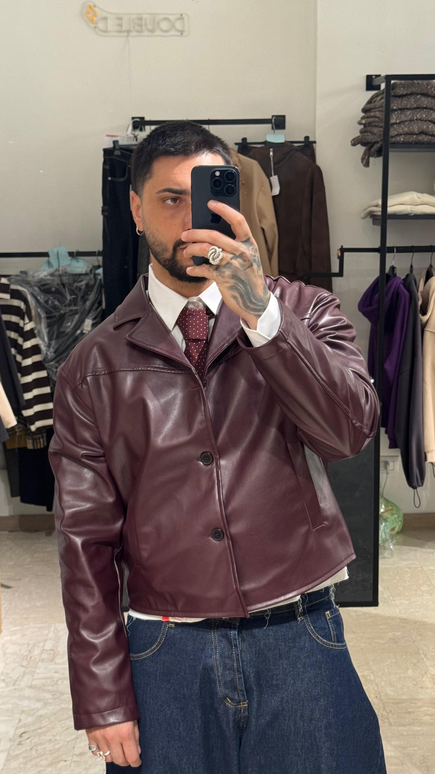 JACKET BORGOGNA CROP/OVER