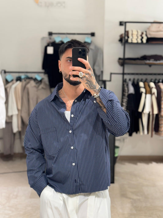 CAMICIA CROP BLU NOTTE