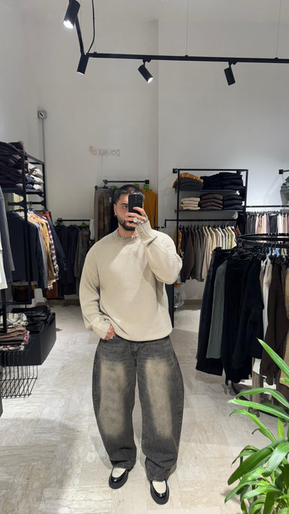 MAGLIONE BEIGE SFRANGIATO