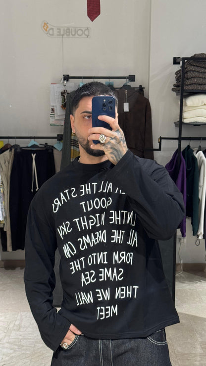 LONG SLEEVE NERA CON STAMPA GOMMATA
