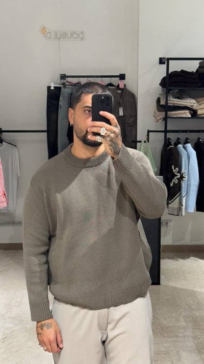 MAGLIONE TORTORA SCURO CROP/OVER