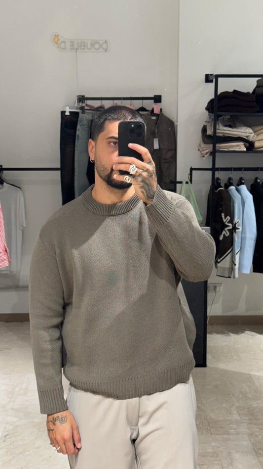 MAGLIONE TORTORA SCURO CROP/OVER