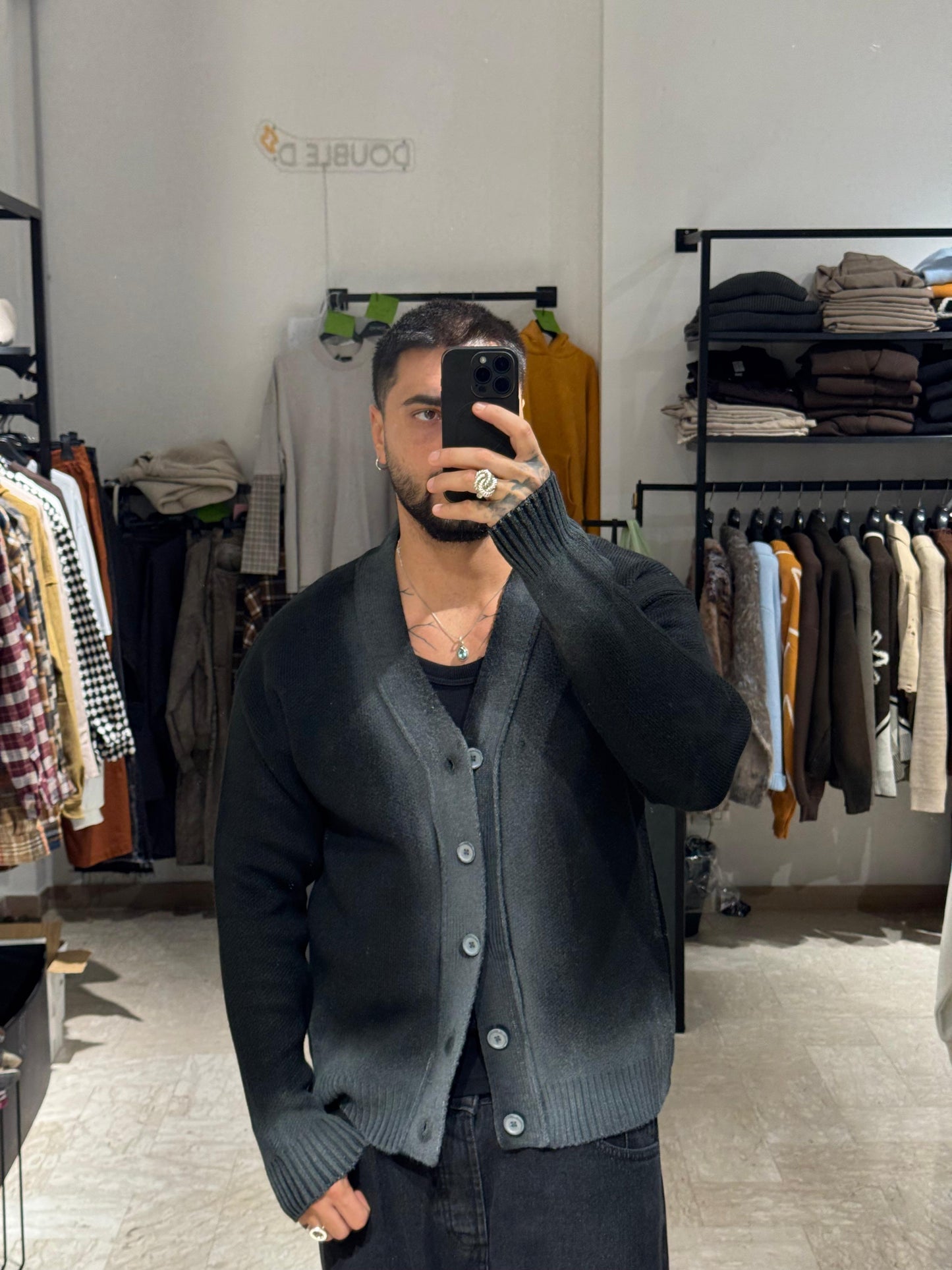 CARDIGAN NERO SFUMATO