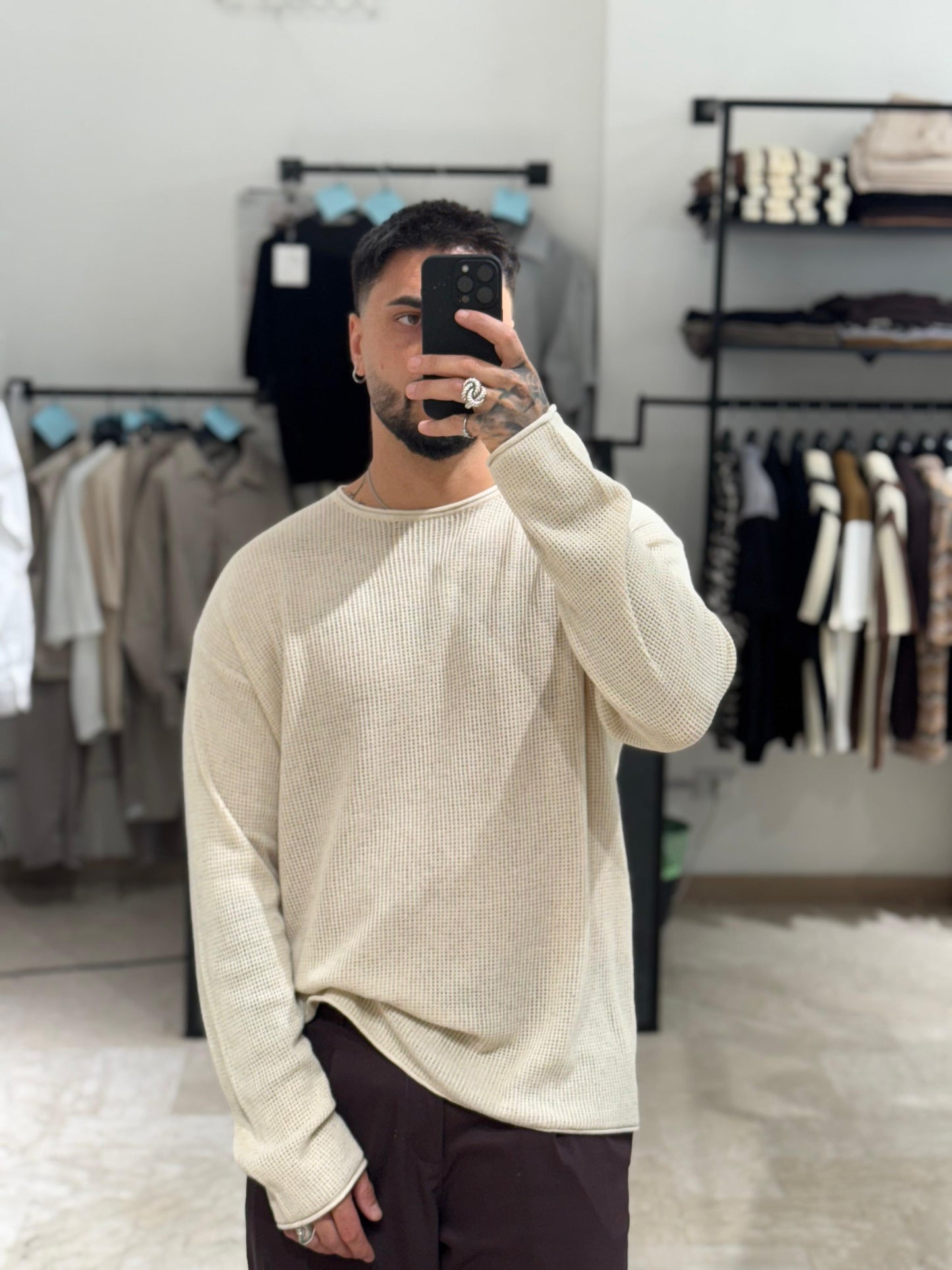 MAGLIONCINO BEIGE TRAFOTATO