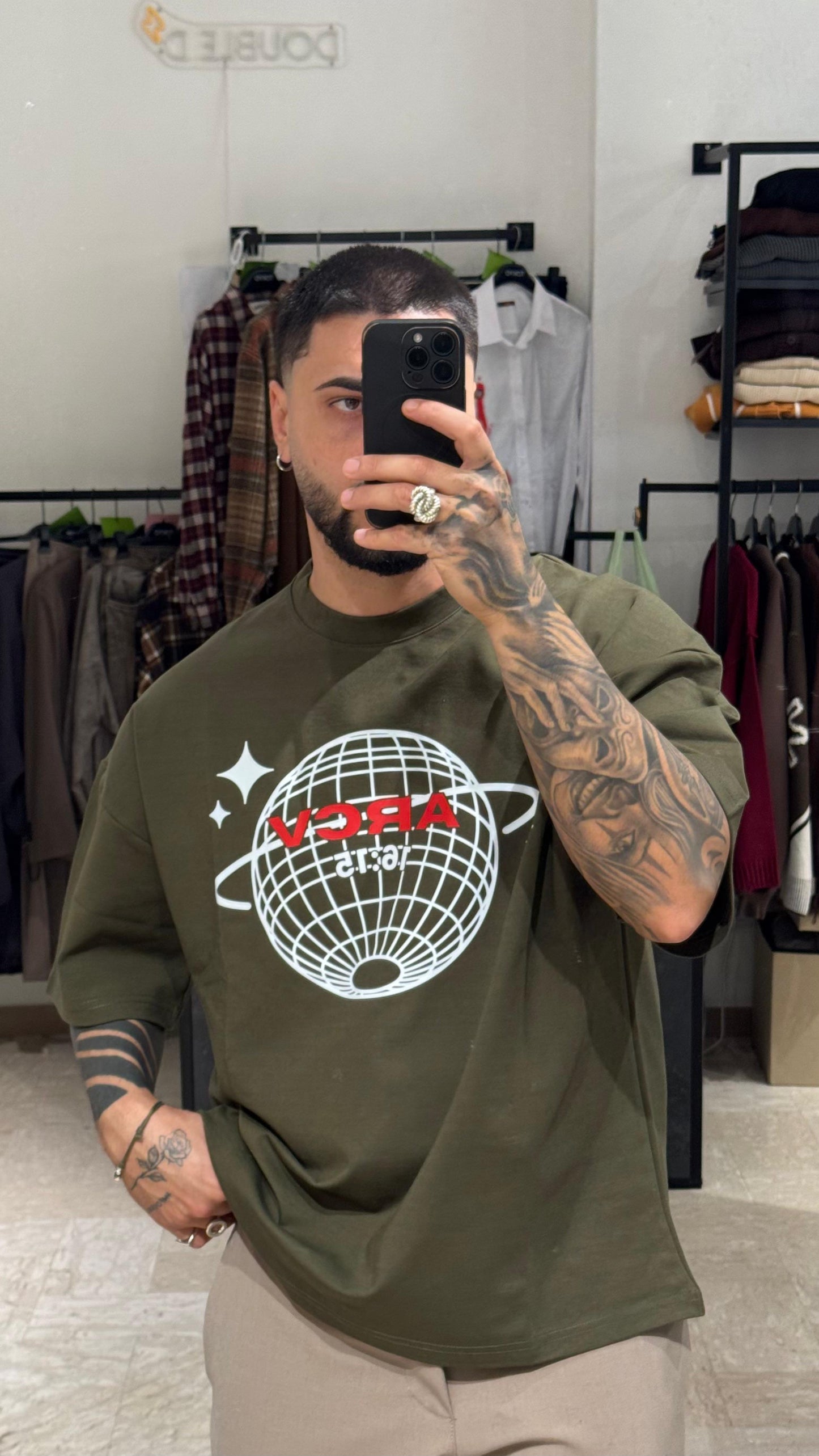 T-SHIRT VERDONE CON STAMPA