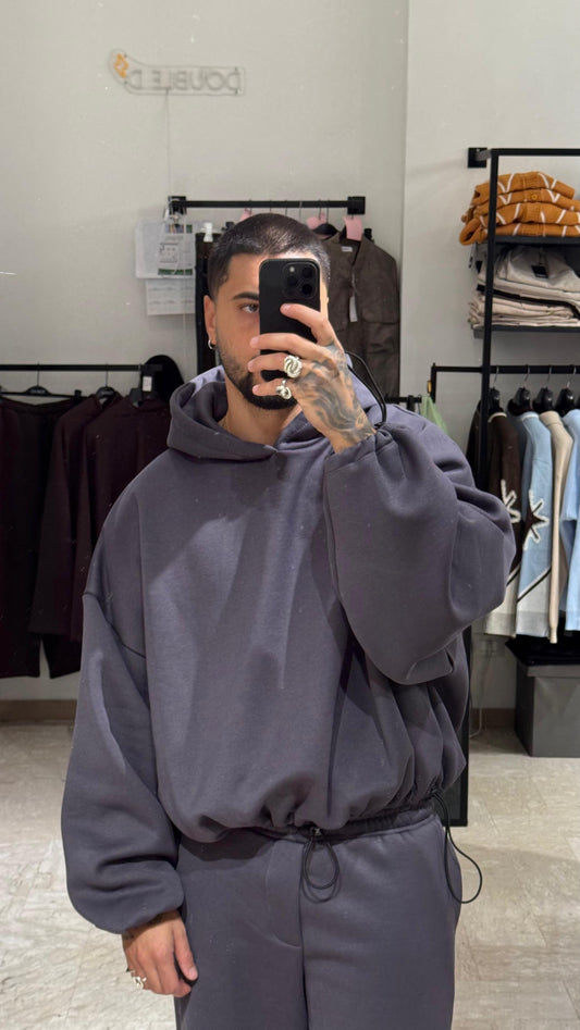 HOODIE PIOMBO CON COULISSE