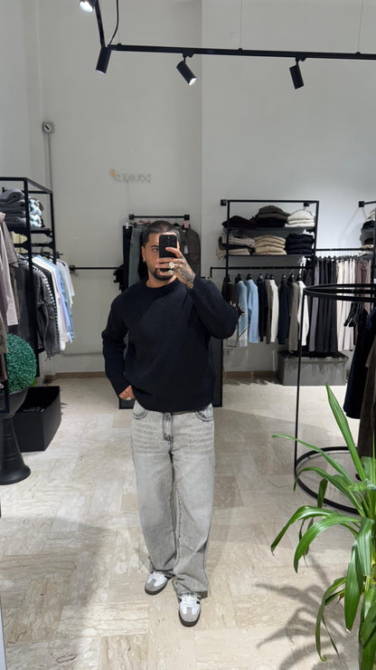 MAGLIONE NERO CROP/OVER