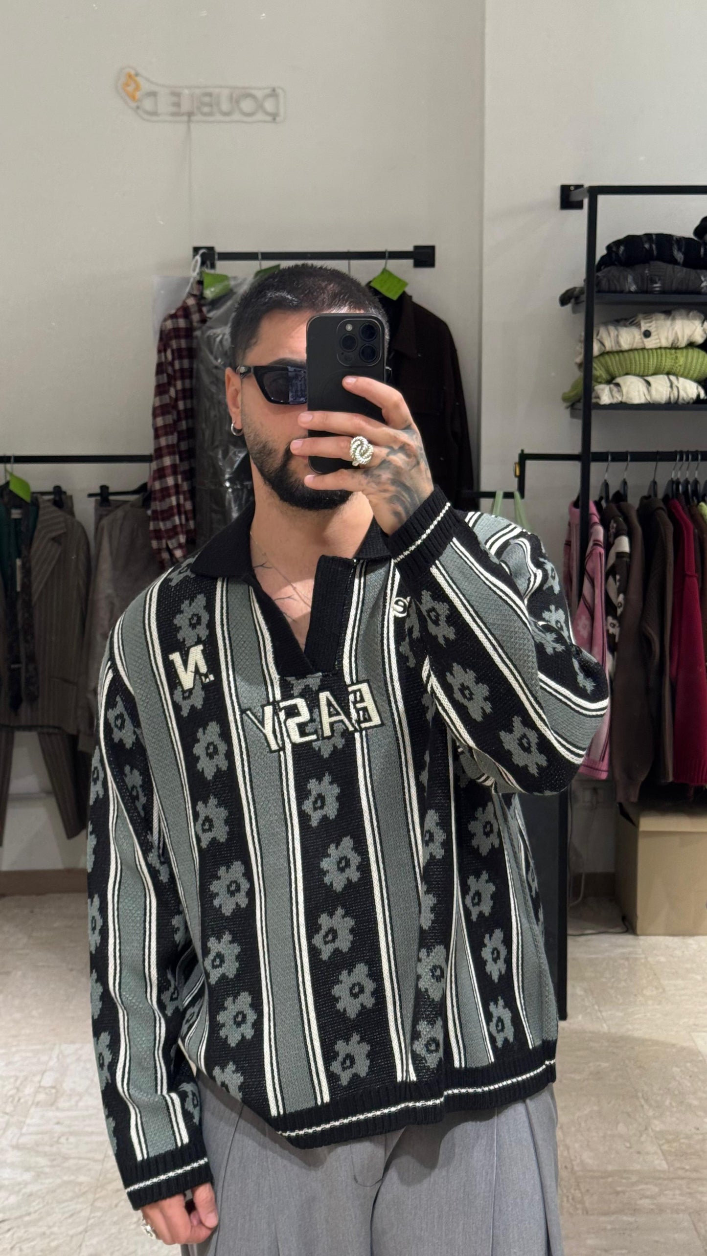 MAGLIONE PIOMBO FLOREAL