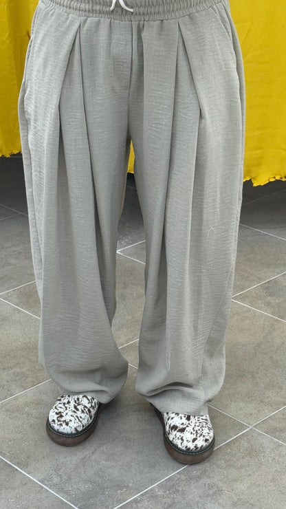 PANTALONE IN LINO  BIEGE DOPPIA PENCE