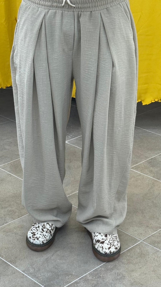 PANTALONE IN LINO  BEIGE DOPPIA PENCE