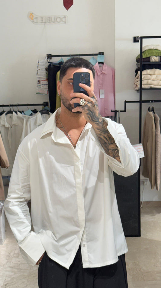 CAMICIA BIANCA OVER DOPPIO COLLETTO
