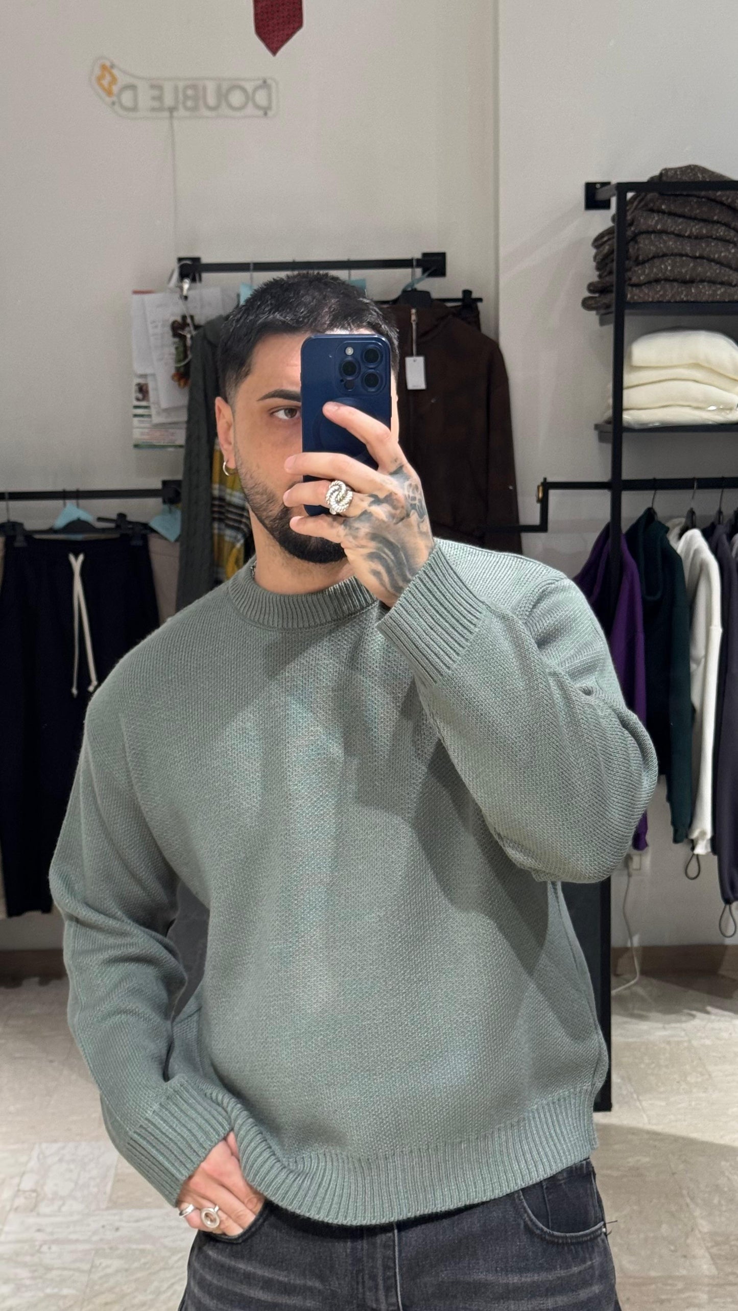 MAGLIONE PIOMBO CROP/OVER