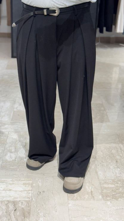PANTALONE NERO DOPPIA PENCE