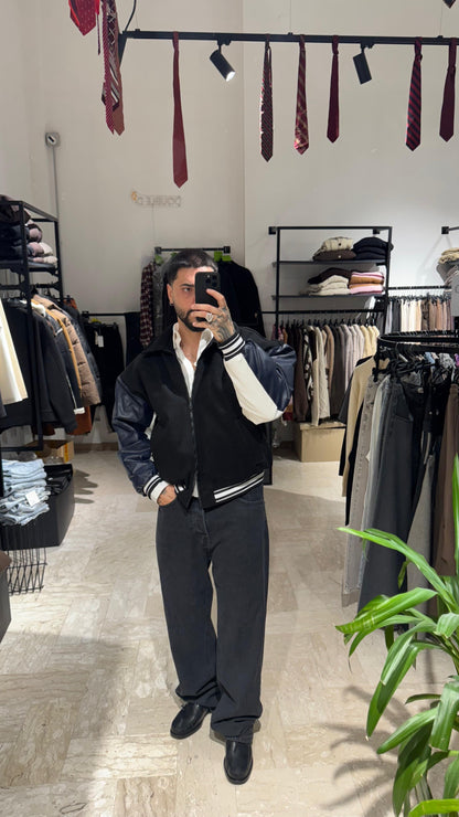 JACKET VARSITY CROP NERO