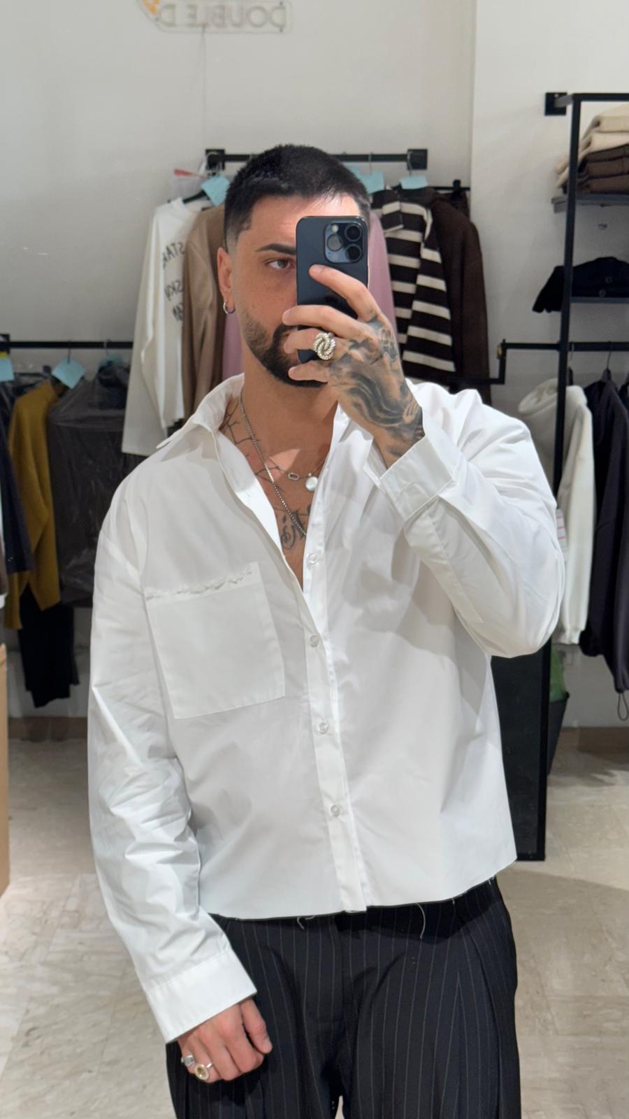 CAMICIA BIANCA CROP/OVER