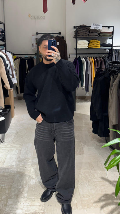 MAGLIONE NERO CROP/OVER