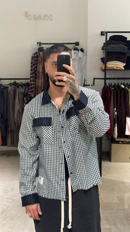CAMICIA A QUADRI NERA OVER