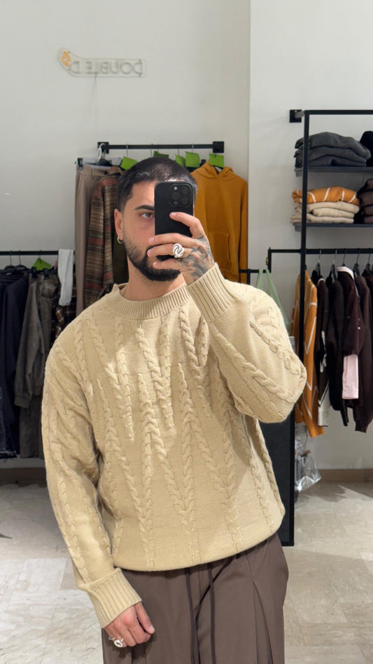 MAGLIONE BEIGE INTRECCIATO